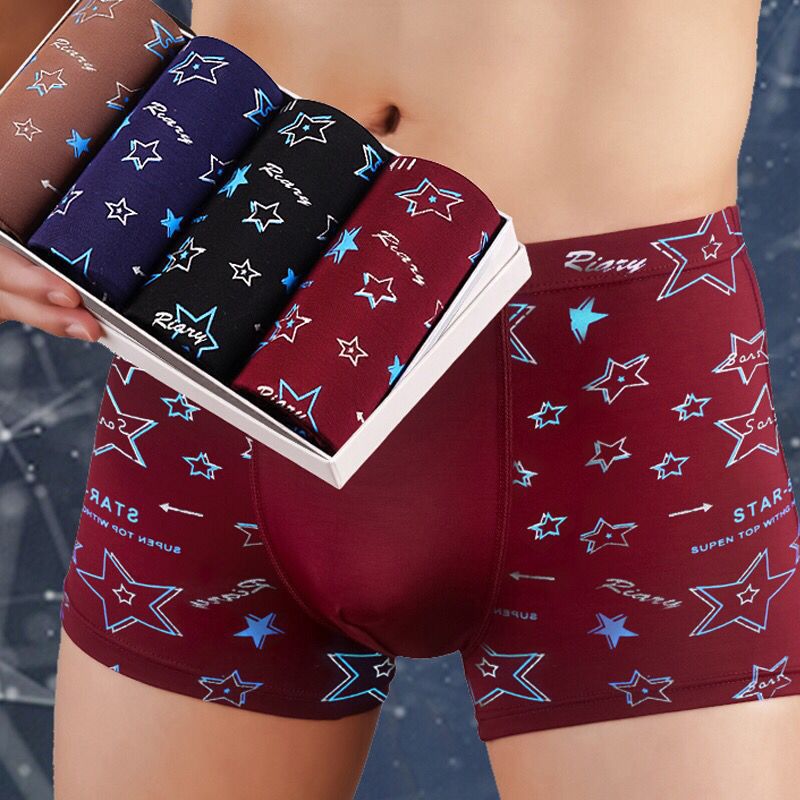 4-Pack New Style Men's Boxer Briefs Comfortable & Breathable Seamless Mid-Waist Underwear Simple Pack Soft Knit Underpants for Youth Men