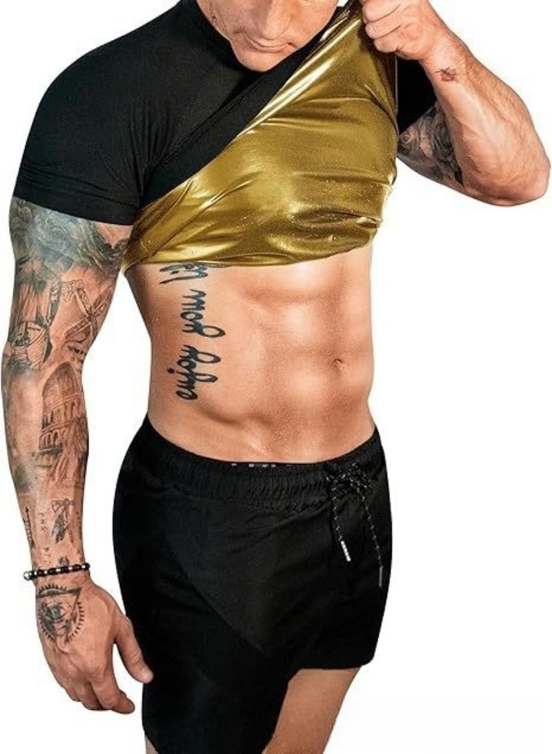 Premium Men's Body Shaper Tank Top Compression Short Sleeve T-Shirt Slim Fit Fitness Sports Undershirt & Base Layer