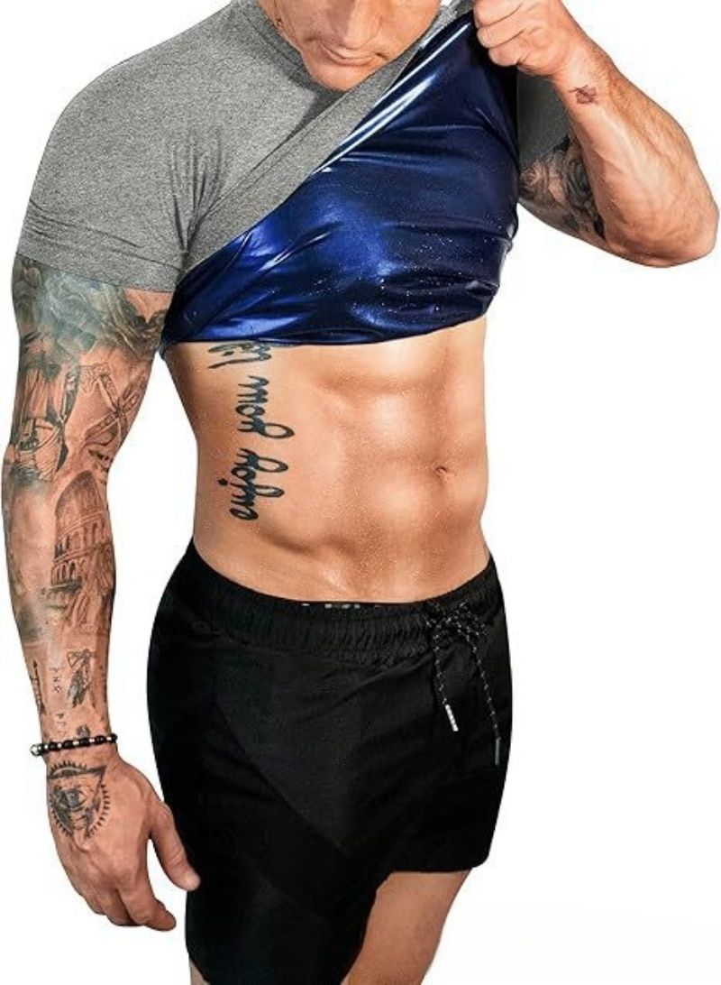 Premium Men's Body Shaper Tank Top Compression Short Sleeve T-Shirt Slim Fit Fitness Sports Undershirt & Base Layer