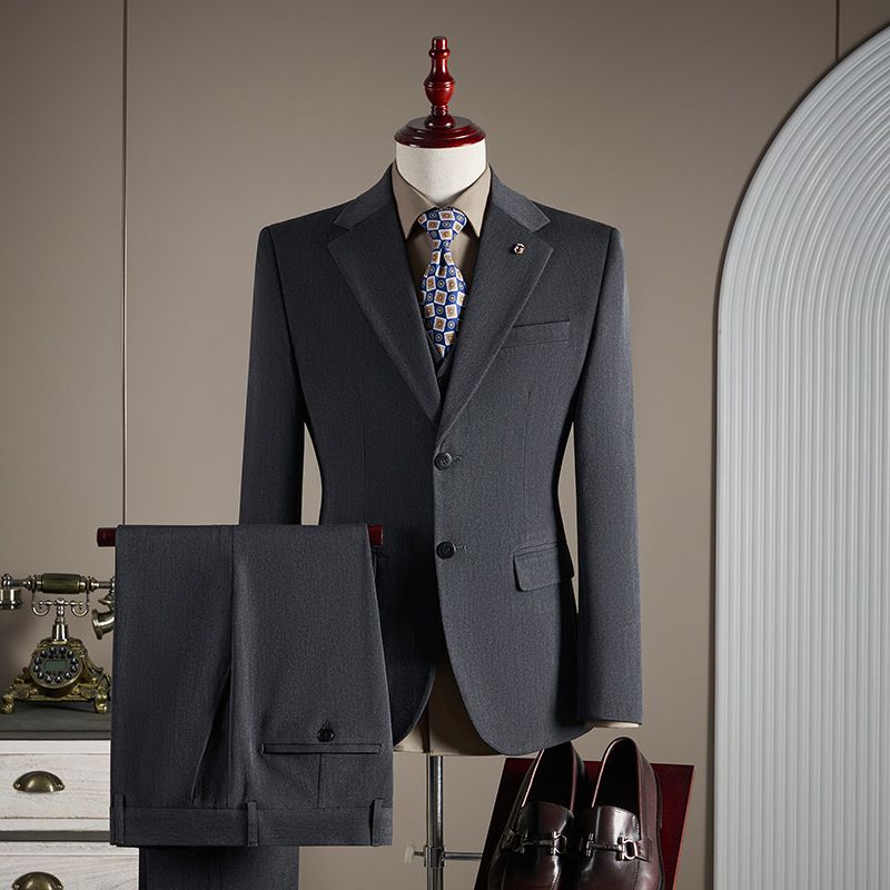 Premium Men's 2-Piece Slim-Fit Suit Set Business Professional Formal Attire Groomsmen Groom Wedding Dress