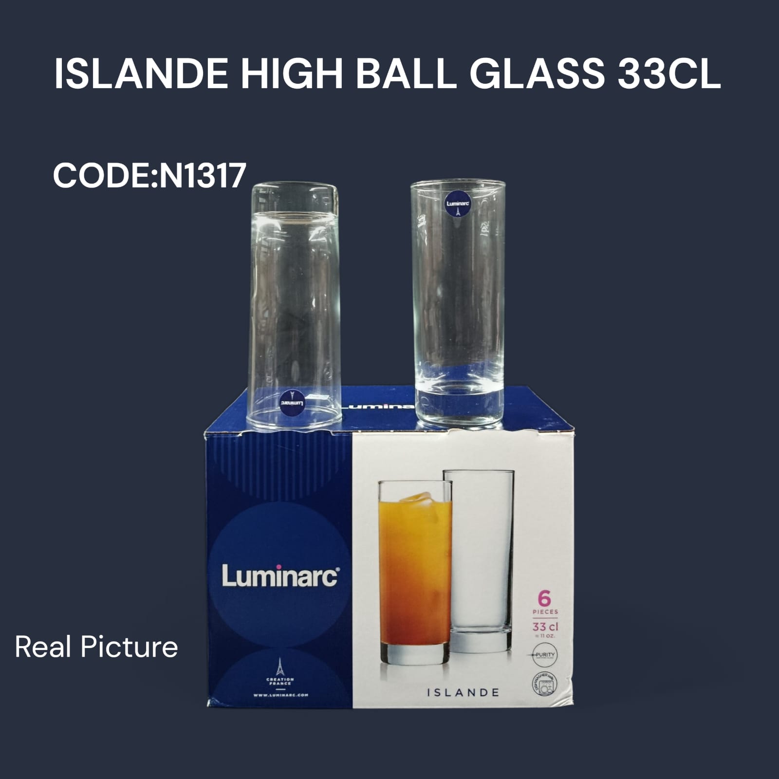 ✨ *LUMINARC ISLANDE HIGH BALL GLASS 33CL* ✨
Code: N1318
