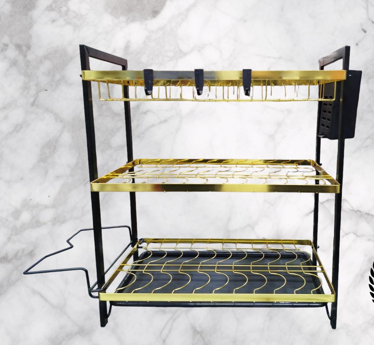 Dish Drying Rack, Metal 3-Tier Large Capacity Dish Rack with Utensil Holder, Cutting Board Holder, Draining Board Tray for Kitchen Counter Storage