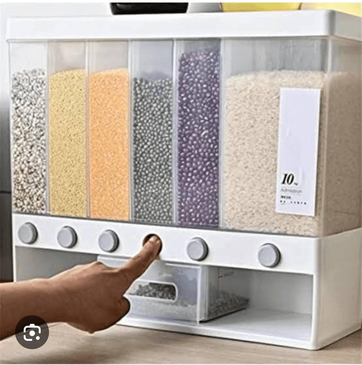 6 compartment cereals dispenser,Wall Mounted Dry Food Dispenser - Whole Grains Rice Bucket Rice Storage Tank, Space Saving Containers for Convenient Storage of Rice Nuts Beans Cereals