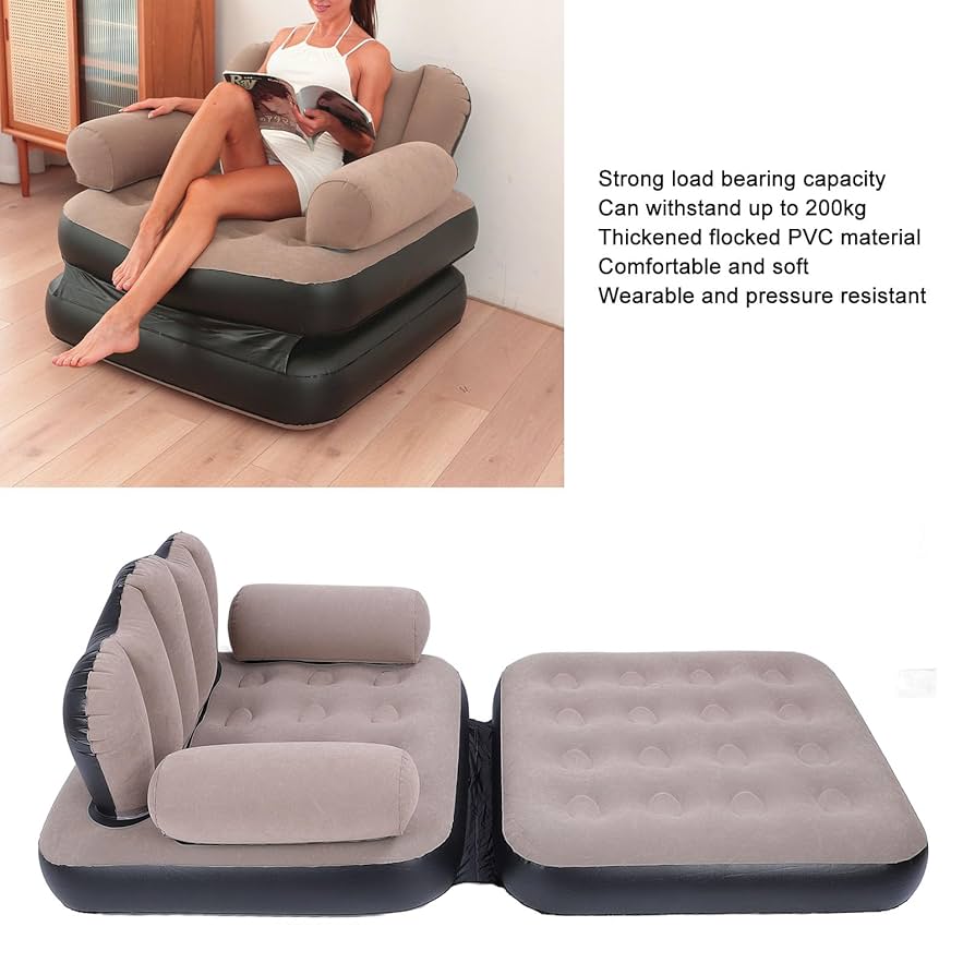 New arrival 🥬🍍🪻 *INFLATABLE SOFA or BED 2IN1 Size 100x98x90cm sofa or 198x98x70cm bed ---- with arm rest and manual pump