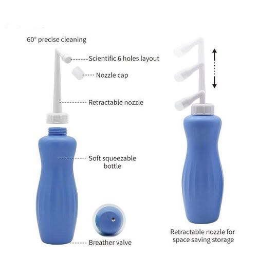 500ML Handheld Portable Bidet Sprayer with Integrated Anti-backflow Design + Carry Bag Personal Hygiene Postpartum Care, Hemorrhoid relief, Travel Bidet Bottle Toilet Spray for Baby and Adults