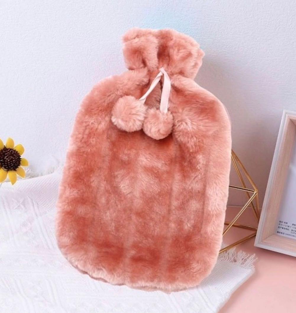 2L Hot Water Bottle Bag with Soft Faux Fur Plush Cover Heat Therapy