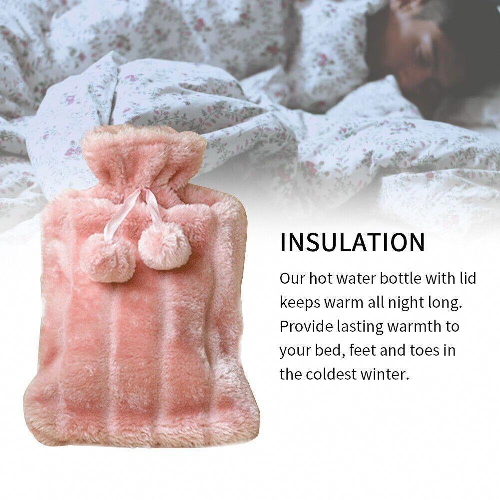 2L Hot Water Bottle Bag with Soft Faux Fur Plush Cover Heat Therapy