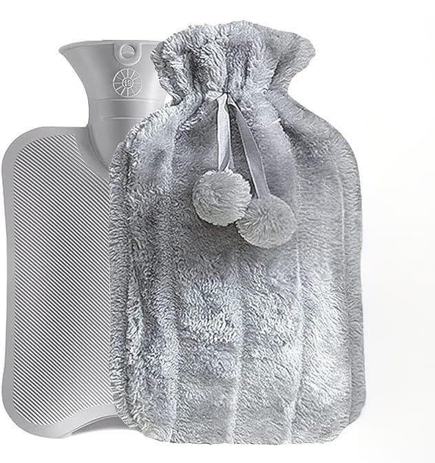 2L Hot Water Bottle Bag with Soft Faux Fur Plush Cover Heat Therapy