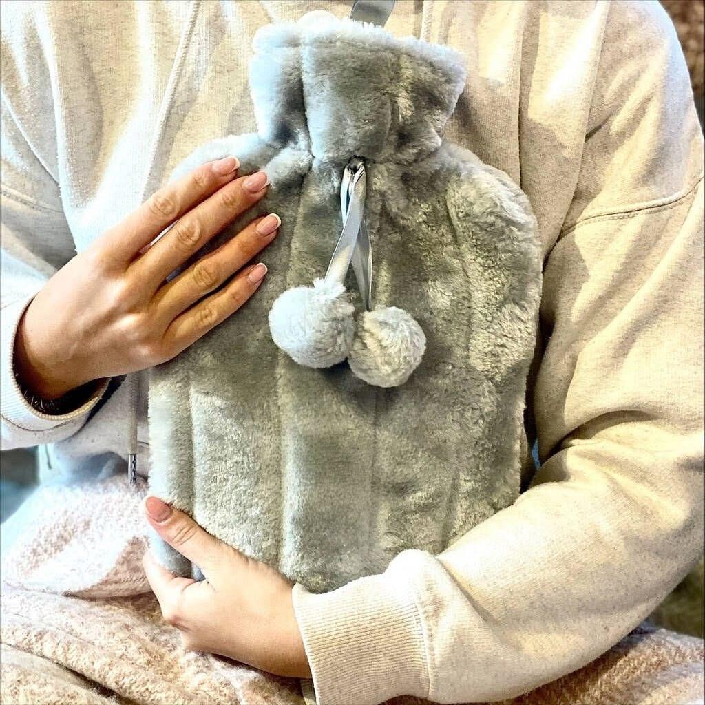 2L Hot Water Bottle Bag with Soft Faux Fur Plush Cover Heat Therapy