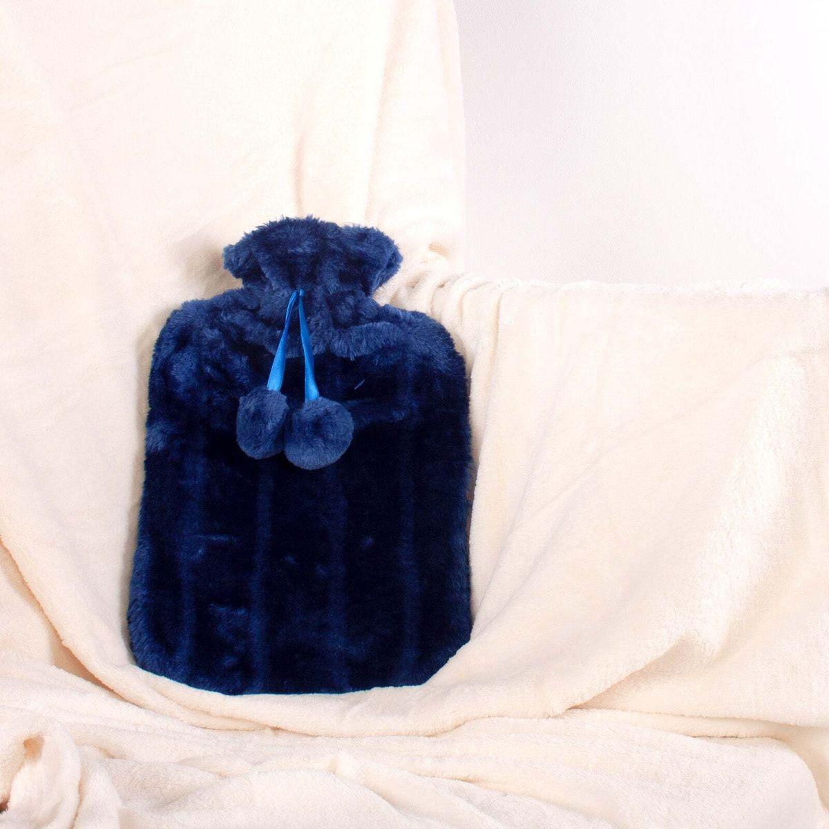 2L Hot Water Bottle Bag with Soft Faux Fur Plush Cover Heat Therapy