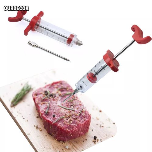 BBQ Meat Syringe Marinade Injector Flavor Syringe With Stainless Steel Needle Cooking Meat Poultry Turkey Chicken BBQ Barbecue Tools