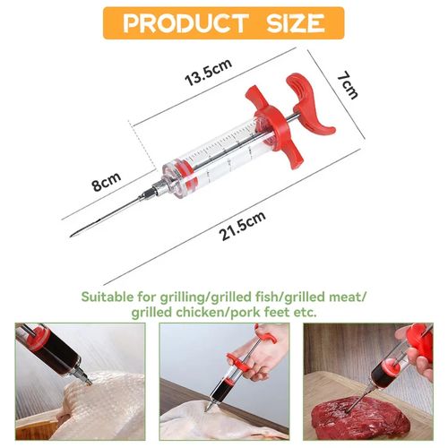 BBQ Meat Syringe Marinade Injector Flavor Syringe With Stainless Steel Needle Cooking Meat Poultry Turkey Chicken BBQ Barbecue Tools