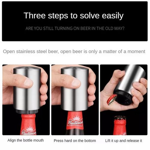 Magnetic Automatic Beer Bottle Opener Soda Opener Push-down Stainless Steel Jar Lid Opener/ Kitchen Bar Accessories Wine Can Openers