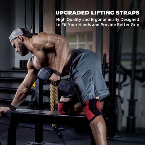 2PCS Gym Weight Lifting Straps Wrist Support Comfortable Cushioned Wrist Pad  Anti-slip Silicon grips Weightlifting Straps Strength Training Deadlifts CrossFit Dumbbell/Barbell Hand Grips Gym Gloves