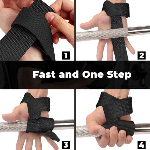2PCS Gym Weight Lifting Straps Wrist Support Comfortable Cushioned Wrist Pad  Anti-slip Silicon grips Weightlifting Straps Strength Training Deadlifts CrossFit Dumbbell/Barbell Hand Grips Gym Gloves