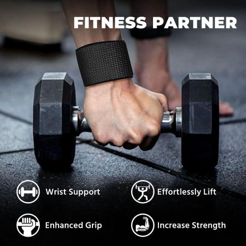 2PCS Gym Weight Lifting Straps Wrist Support Comfortable Cushioned Wrist Pad  Anti-slip Silicon grips Weightlifting Straps Strength Training Deadlifts CrossFit Dumbbell/Barbell Hand Grips Gym Gloves