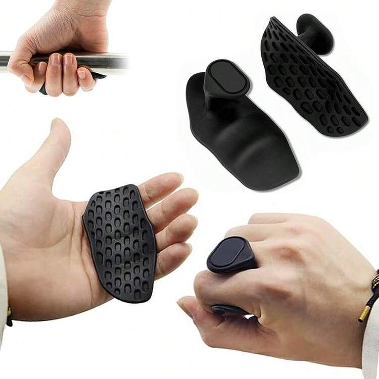 2PC Fitness Gym Anti-Slip Hand Grip Strengthener Palm Protection Strength Trainer Rubber Anti-Skid Weight Lifting Grips for Deadlift,  Dumbbell, Rows, Bar Pull Up Grippers Sports Fitness Gym Gloves
