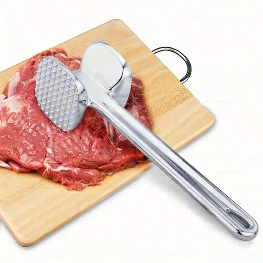2 in 1 Professional Double Side Aluminum Meat Tenderizer Loose Meat Hammer Stainless Steel Meat Mallet Pounder for Steak, Beef, Pork, Chicken, Fish