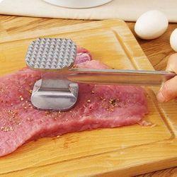2 in 1 Professional Double Side Aluminum Meat Tenderizer Loose Meat Hammer Stainless Steel Meat Mallet Pounder for Steak, Beef, Pork, Chicken, Fish