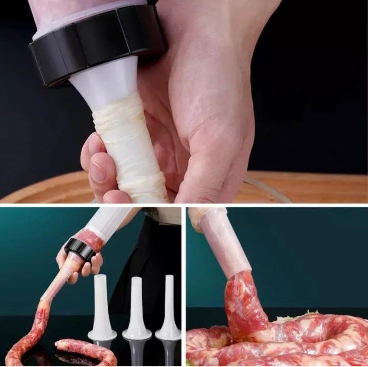 Handheld Manual Sausage Maker Machine with 3 Nozzles Sausage Meat Filling Machine/ Meat Filler Pump/ Sausage Stuffer Sausage Machine/ Mutura Maker