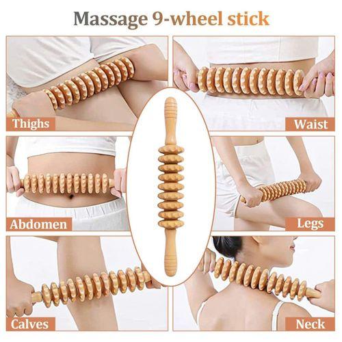 Wooden Therapy Massage Roller for Lymphatic Drainage, Cellulite Reduction, Maderotherapy, Muscle Tension Relief, Body Sculpting, Body Shaping and Contouring, Wooden Body Massager Stick Wood Massager