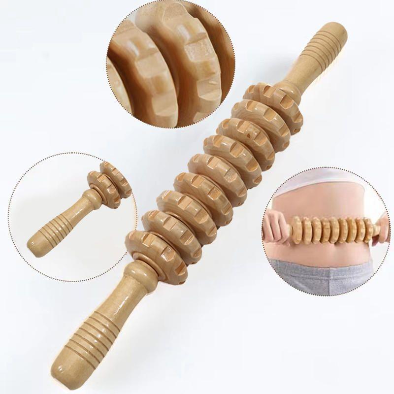Wooden Therapy Massage Roller for Lymphatic Drainage, Cellulite Reduction, Maderotherapy, Muscle Tension Relief, Body Sculpting, Body Shaping and Contouring, Wooden Body Massager Stick Wood Massager