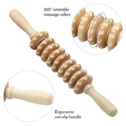 Wooden Therapy Massage Roller for Lymphatic Drainage, Cellulite Reduction, Maderotherapy, Muscle Tension Relief, Body Sculpting, Body Shaping and Contouring, Wooden Body Massager Stick Wood Massager