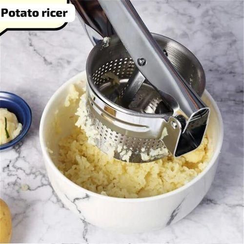 Premium Quality Potato Masher Ricer Press Mashed Potatoes Stainless Steel Crushing Potatoes Puree Fruit Vegetable Juicer Press Maker Tool Masher