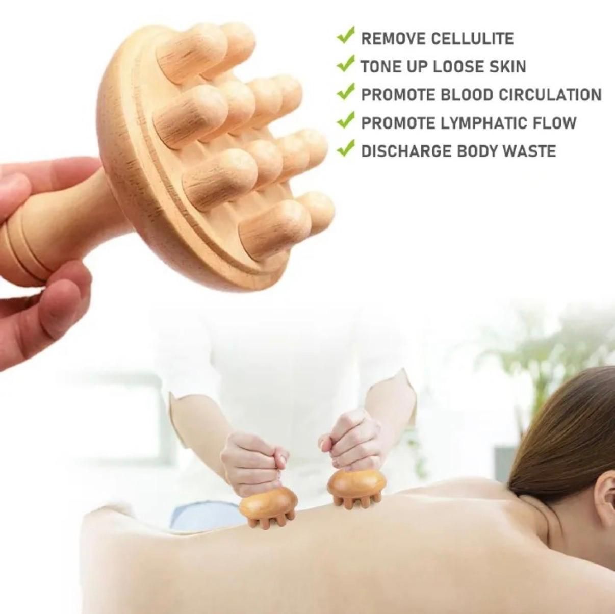 Wooden Therapy Massage Tools Wood Mushroom Massager Fascia Massager Roller for Full Body Muscle Pain Relief, Body Sculpting Tool, Lymphatic Drainage, Cellulite Reduction Massager Body Contouring