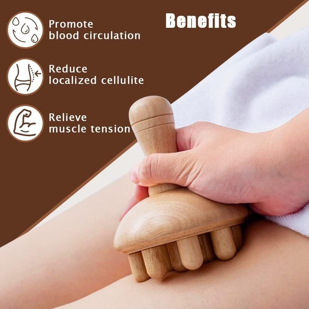 Wooden Therapy Massage Tools Wood Mushroom Massager Fascia Massager Roller for Full Body Muscle Pain Relief, Body Sculpting Tool, Lymphatic Drainage, Cellulite Reduction Massager Body Contouring