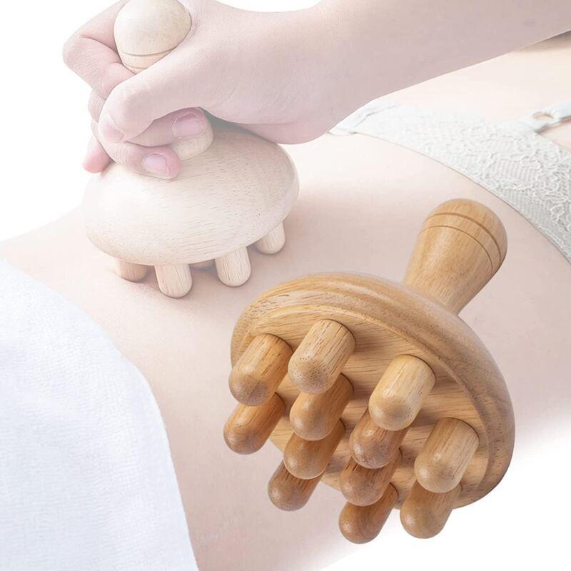 Wooden Therapy Massage Tools Wood Mushroom Massager Fascia Massager Roller for Full Body Muscle Pain Relief, Body Sculpting Tool, Lymphatic Drainage, Cellulite Reduction Massager Body Contouring