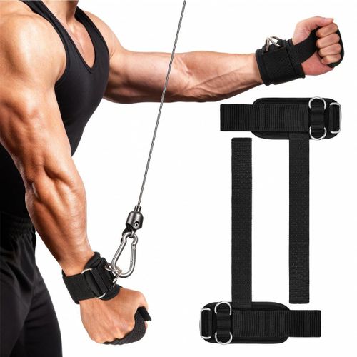 2 in 1 Weight Lifting Straps Gym Wrist Support Comfortable Wrist Cushion Pad for Deadlifts, Dumbbells/Barbell Hand Grips,CrossFit Training +Secure Double D-Rings for Cable Machine Workout/ Gym Gloves