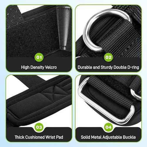 2 in 1 Weight Lifting Straps Gym Wrist Support Comfortable Wrist Cushion Pad for Deadlifts, Dumbbells/Barbell Hand Grips,CrossFit Training +Secure Double D-Rings for Cable Machine Workout/ Gym Gloves