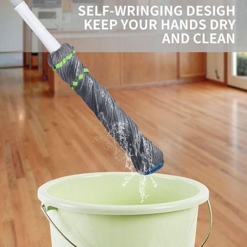 Self Wringing Mop Microfiber Twist Mop Super Absorbent Floor Cleaning Mop/Spin mop 360 Rotating Hands-Free Mop Wet Mop/ Dry Mop Easy, Fast and Convenient Mopping