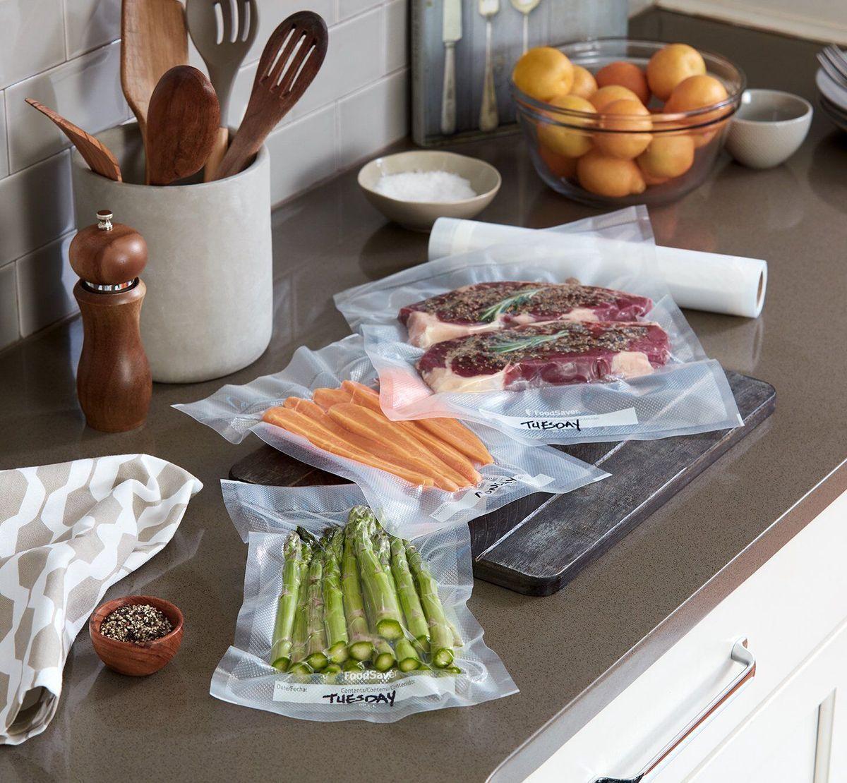 Vacuum Sealer Roll BPA Free Food Storage Bag for Freezer/Fridge, Reusable Airtight Heat Seal Bags Compatible with All Vacuum Sealer Machines, Keep Food Fresh Longer/ Food Saver Fridge Storage Bag