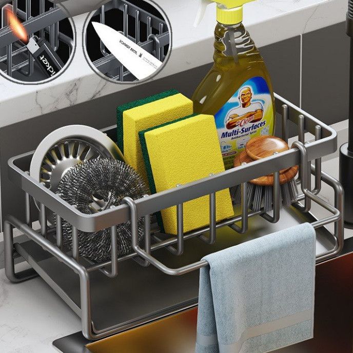 Kitchen Self Draining Sink Storage Organizer, Kitchen Sponge Kitchen Soap Dish Soap Holder Rack Cutlery Holder Kitchen Towel Holder/Sink Caddy Sink Tidy Kitchen Storage Shelf Sink Organizer/Dish Rack