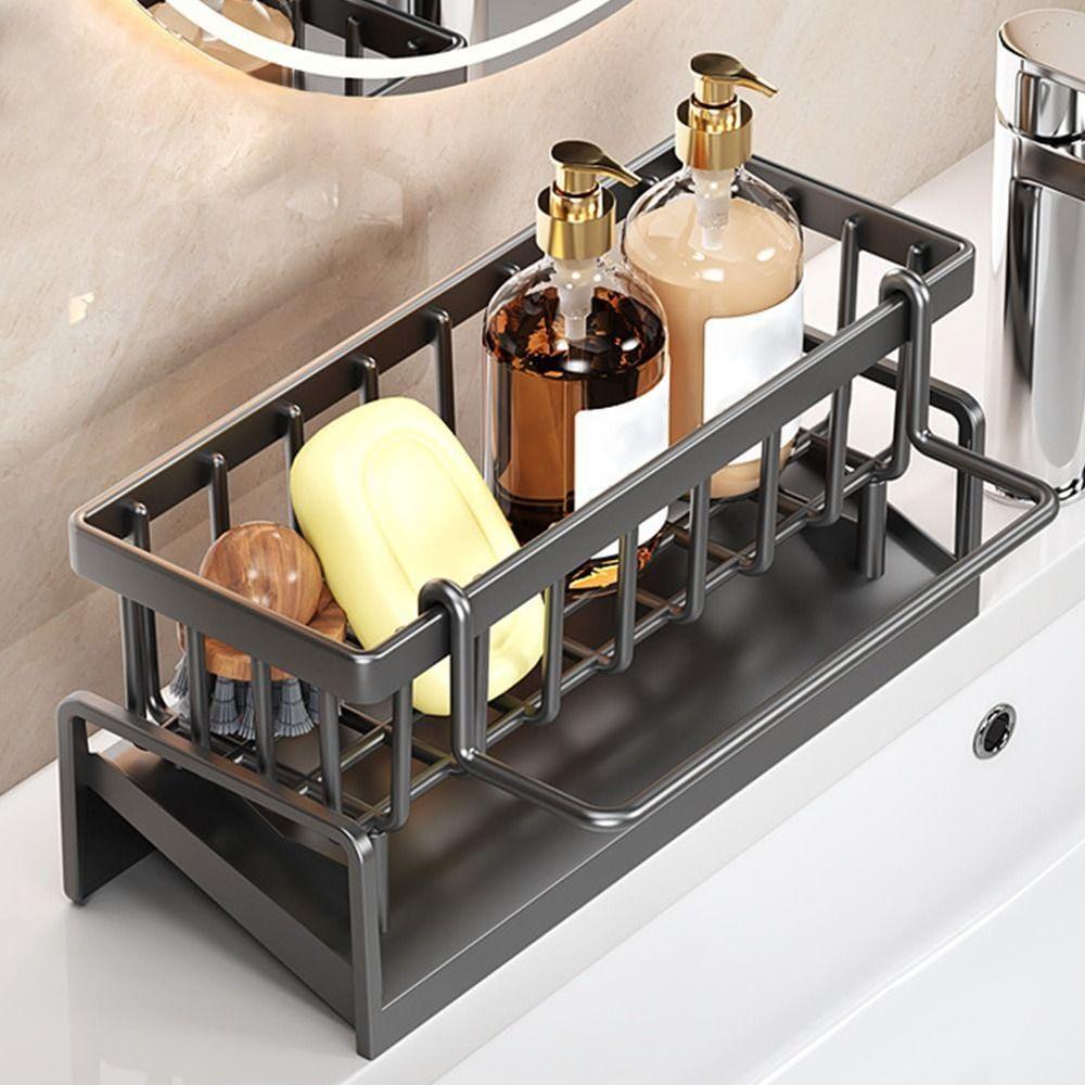 Kitchen Self Draining Sink Storage Organizer, Kitchen Sponge Kitchen Soap Dish Soap Holder Rack Cutlery Holder Kitchen Towel Holder/Sink Caddy Sink Tidy Kitchen Storage Shelf Sink Organizer/Dish Rack