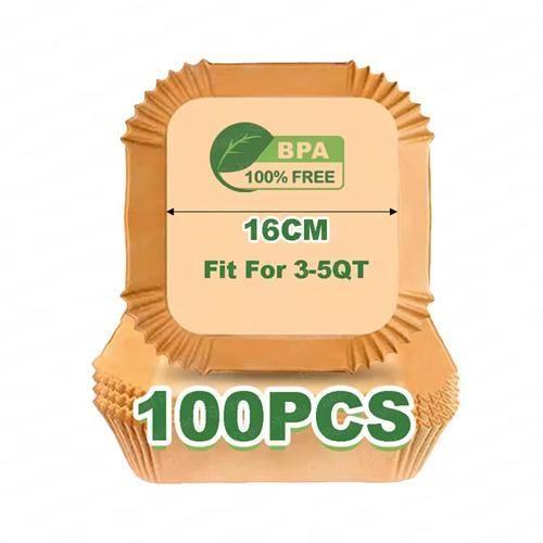 100PC Non-Stick Disposable Air Fryer Baking Paper Liners, Air Fryer Parchment Paper Liners, Microwave Air fryer Liners Food Grade Material suitable for air fryers, ovens and microwave