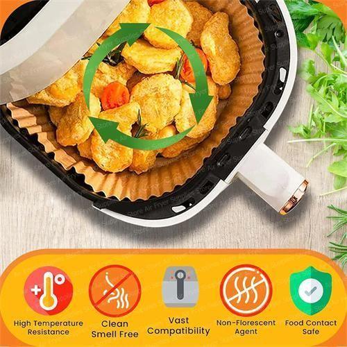 100PC Non-Stick Disposable Air Fryer Baking Paper Liners, Air Fryer Parchment Paper Liners, Microwave Air fryer Liners Food Grade Material suitable for air fryers, ovens and microwave