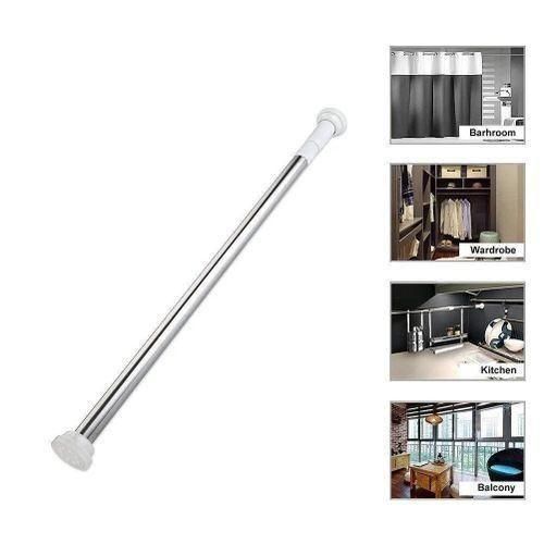 Adjustable Shower Curtain Rod/ Clothes Hanger, Telescopic Tension Curtain Rod Extendable Clothing Rod, Retractable Curtain Rail Towel Rod No Drill Stainless Steel Multipurpose Curtain Rod,Wardrobe Rod