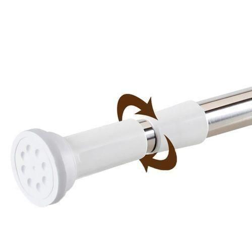 Adjustable Shower Curtain Rod/ Clothes Hanger, Telescopic Tension Curtain Rod Extendable Clothing Rod, Retractable Curtain Rail Towel Rod No Drill Stainless Steel Multipurpose Curtain Rod,Wardrobe Rod