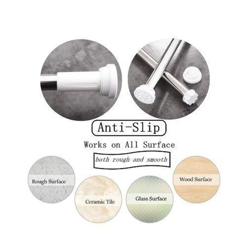 Adjustable Shower Curtain Rod/ Clothes Hanger, Telescopic Tension Curtain Rod Extendable Clothing Rod, Retractable Curtain Rail Towel Rod No Drill Stainless Steel Multipurpose Curtain Rod,Wardrobe Rod