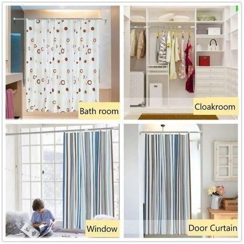 Adjustable Shower Curtain Rod/ Clothes Hanger, Telescopic Tension Curtain Rod Extendable Clothing Rod, Retractable Curtain Rail Towel Rod No Drill Stainless Steel Multipurpose Curtain Rod,Wardrobe Rod
