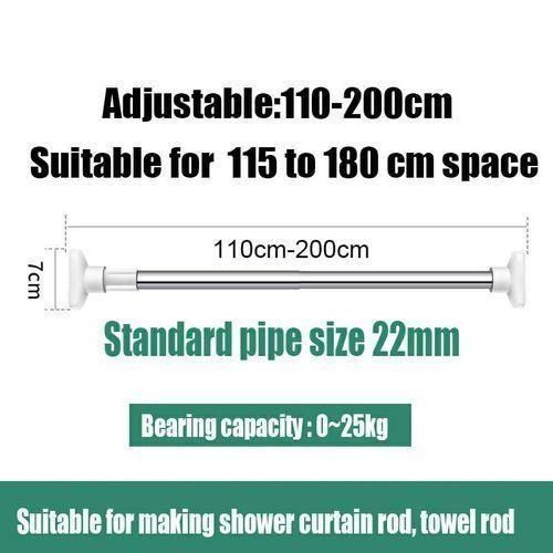 Adjustable Shower Curtain Rod/ Clothes Hanger, Telescopic Tension Curtain Rod Extendable Clothing Rod, Retractable Curtain Rail Towel Rod No Drill Stainless Steel Multipurpose Curtain Rod,Wardrobe Rod