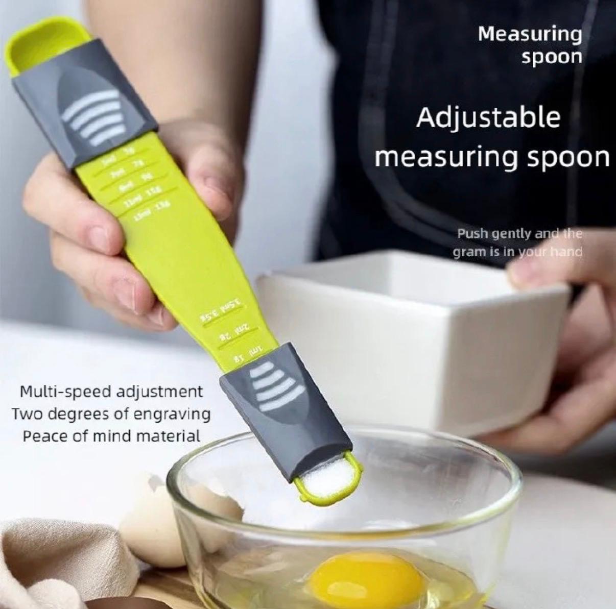 2 in 1 Adjustable Measuring Spoon with Scale Double End Kitchen Scale for Sugar, Salt, Coffee, Tea, Spices, Milk Powder, Protein Powder, Honey, Soup Measure Cup for Baking, Cooking, Seasoning  Measure