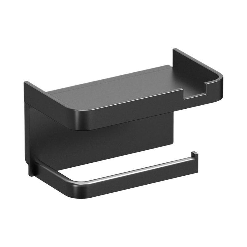 No Drill Toilet Paper Holder with Shelf, Self Adhesive Tissue Holder Phone Holder Wall Mounted Towel Paper Roll Holder Storage Rack Waterproof Tissue Box Holder for Bathroom Washroom Home Decoration