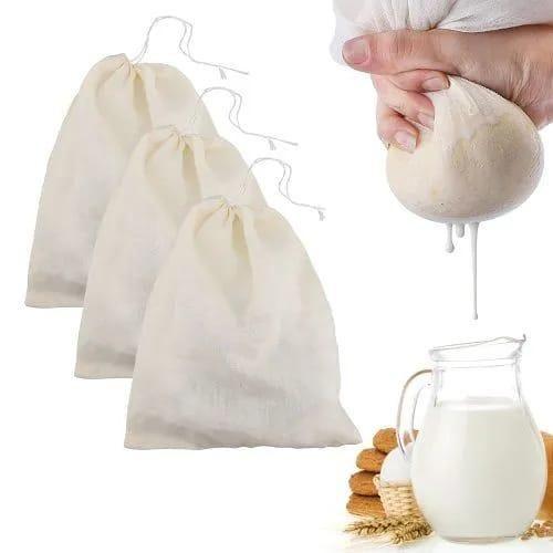 Cheese Cloth Bag with Drawstring Unbleached Reusable Cotton Bag for Straining Nut milk, Soy Milk, Yogurt, Cold Brew, Coffee, Tea, Juice, Almond Milk, Spice, Paneer, Curd, Cheesecloth Bag LARGE 50x70cm