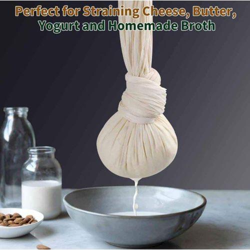 Cheese Cloth Bag with Drawstring Unbleached Reusable Cotton Bag for Straining Nut milk, Soy Milk, Yogurt, Cold Brew, Coffee, Tea, Juice, Almond Milk, Spice, Paneer, Curd, Cheesecloth Bag LARGE 50x70cm