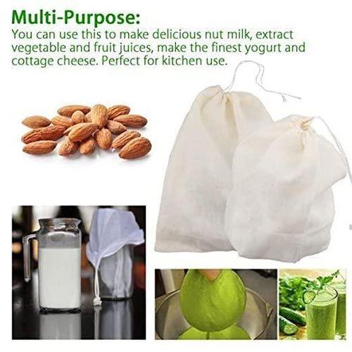 Cheese Cloth Bag with Drawstring Unbleached Reusable Cotton Bag for Straining Nut milk, Soy Milk, Yogurt, Cold Brew, Coffee, Tea, Juice, Almond Milk, Spice, Paneer, Curd, Cheesecloth Bag LARGE 50x70cm