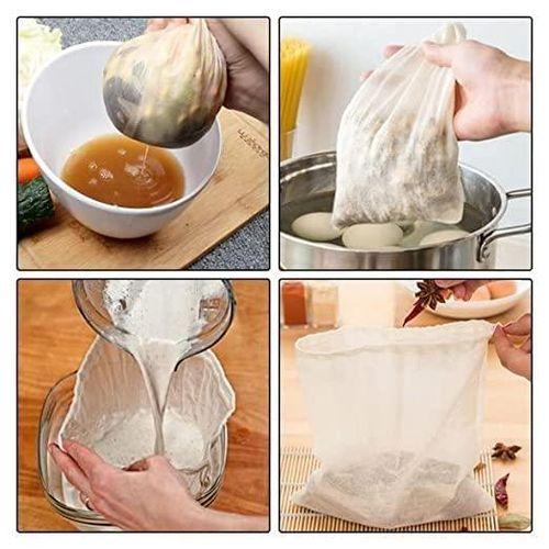 Cheese Cloth Bag with Drawstring Unbleached Reusable Cotton Bag for Straining Nut milk, Soy Milk, Yogurt, Cold Brew, Coffee, Tea, Juice, Almond Milk, Spice, Paneer, Curd, Cheesecloth Bag LARGE 50x70cm